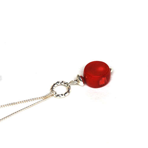 Atenea 925 Add a Dangle handmade natural red Coral coin gemstone pendant on 925 sterling silver