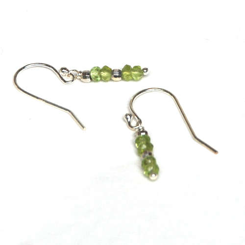 Atenea handmade tiny natural Peridot earrings on sterling silver
