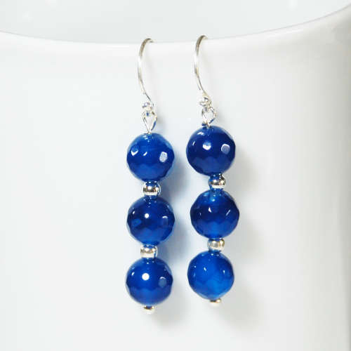 Atenea handmade Blue agate earrings on sterling silver