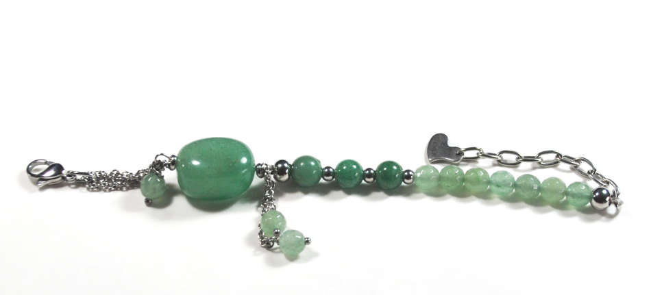 Natural Aventurine graduated bracelet with nugget on stainless steel