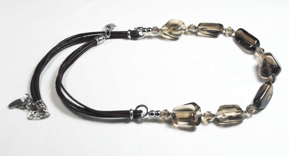 Atenea 925 Add a Dangle Smoky Quartz nugget gemstone pendant on sterling silver