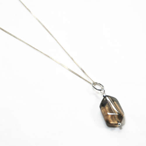 Atenea 925 Add a Dangle Smoky Quartz nugget gemstone pendant on sterling silver