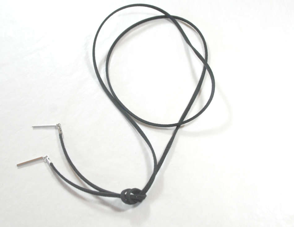 Faux Suede wrap choker necklace with stainless steel bar ends - different lengths available