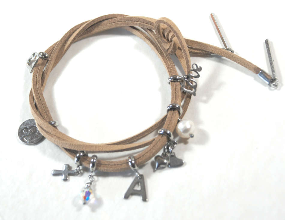 Letter R stainless steel initial alphabet dangle charm pendant - on clasp or large hole slider