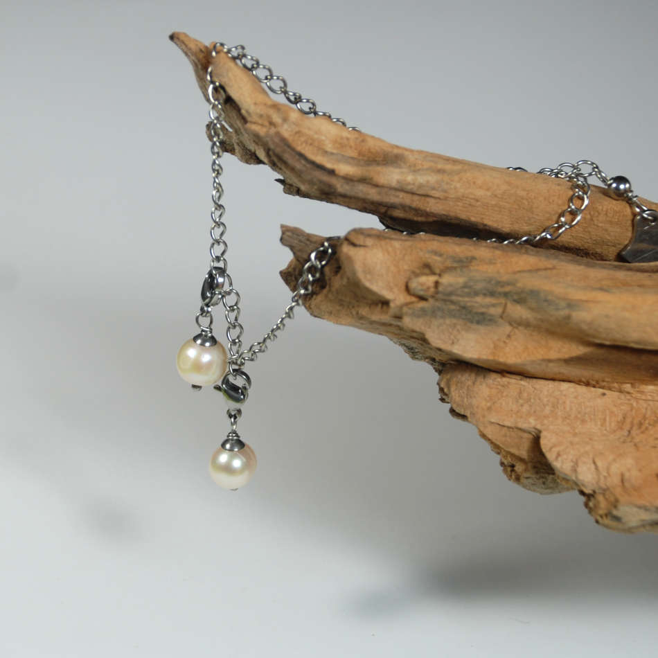 Blue 5-6mm freshwater pearl dangle charm pendant - on clasp or large hole slider