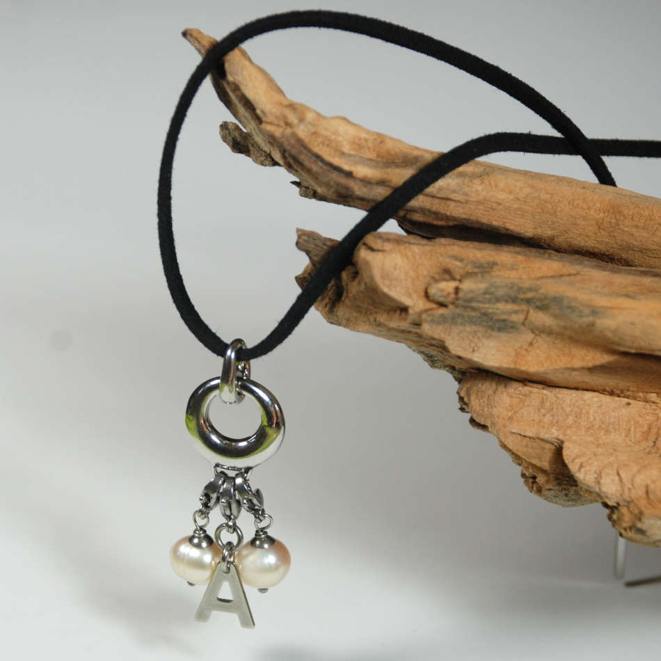 Blue 5-6mm freshwater pearl dangle charm pendant - on clasp or large hole slider