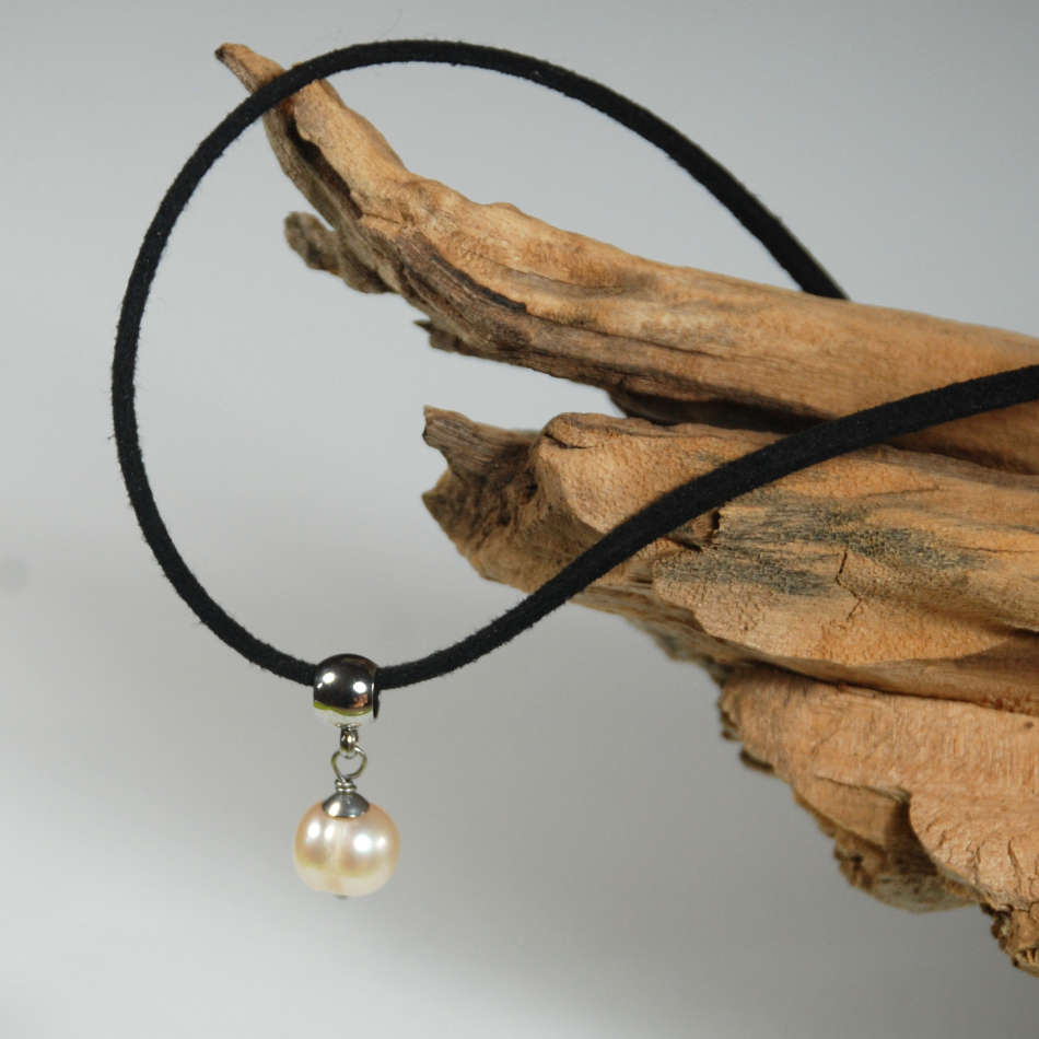 Blue 5-6mm freshwater pearl dangle charm pendant - on clasp or large hole slider