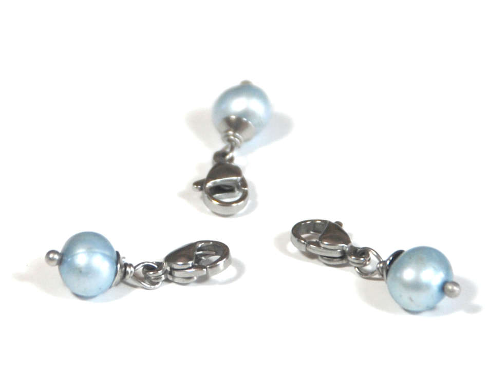 Blue 5-6mm freshwater pearl dangle charm pendant - on clasp or large hole slider