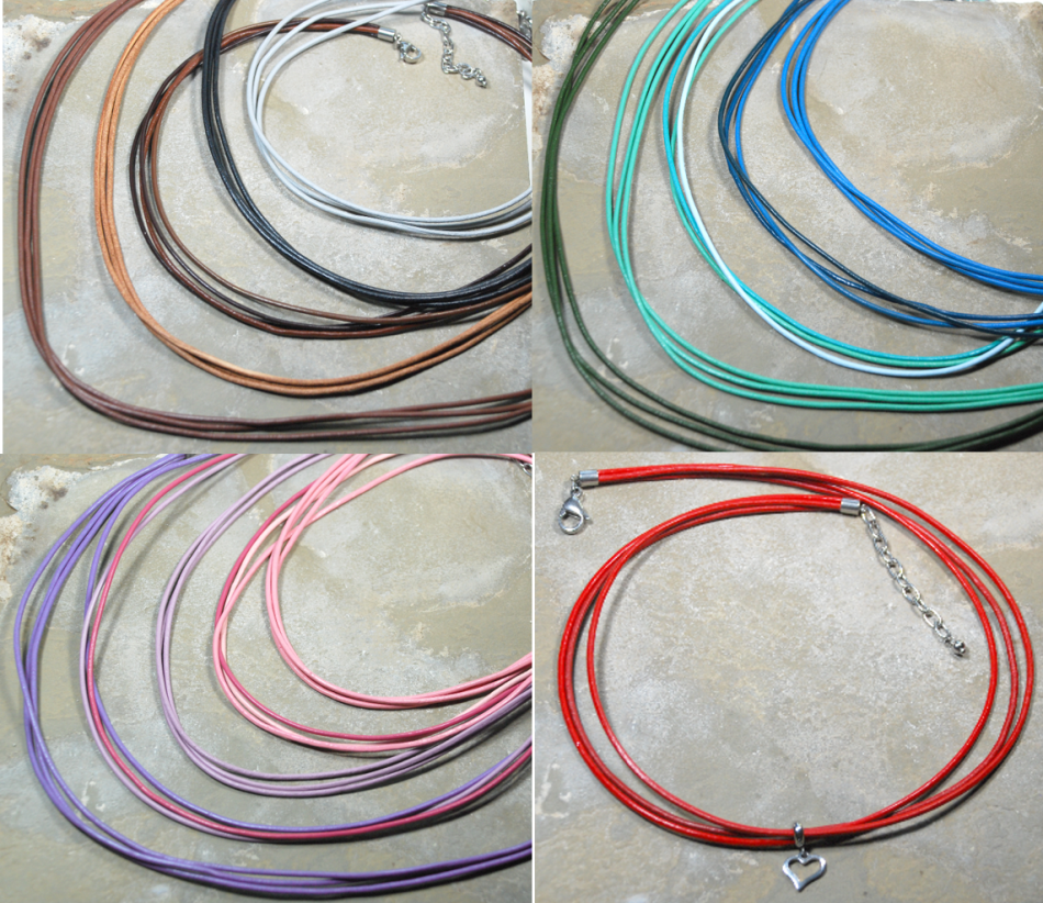 Atenea handmade Basic leather cord choker necklace available in different colours -stainless steel