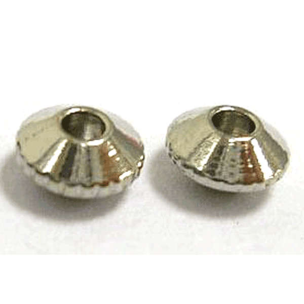 50 * Brass Spacer Beads, Bicone, Platinum colour, 4mm in diameter, hole: 1mm
