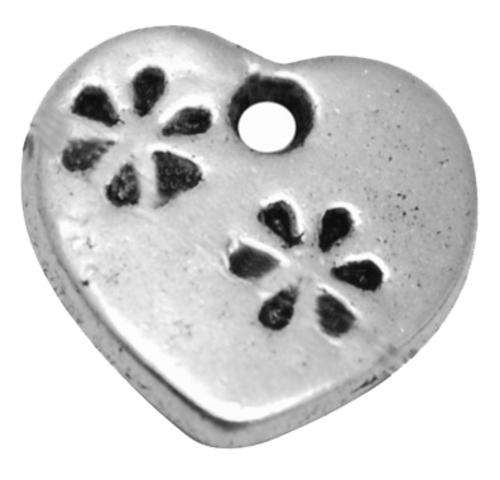 Alloy Charm, Heart,  Antique Silver, 12x11mm