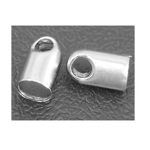 10 * Cord Ends, Brass, Silver Color, about 2mm inner diameter, 2.8mm outer diameter, 5.2mm long