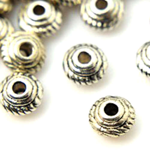 100 * Alloy Beads, Spacers, saucer, Antique Silver, 5 mm