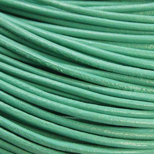 Cowhide Leather Cord, Leather Jewelry Cord, Pale Green, Size: about 2mm in diameter, sold per meter