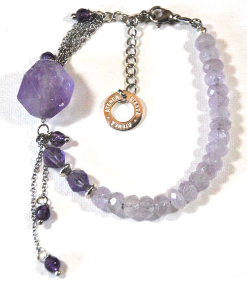 Atenea handmade amethyst bracelet, natural faceted Amethyst beads with large Amethyst focus