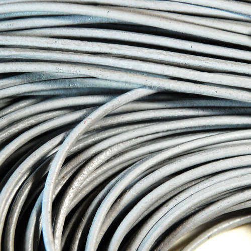 Cowhide Leather Cord, Leather Jewelry Cord, Light grey, Size: about 2mm in diameter, sold per meter