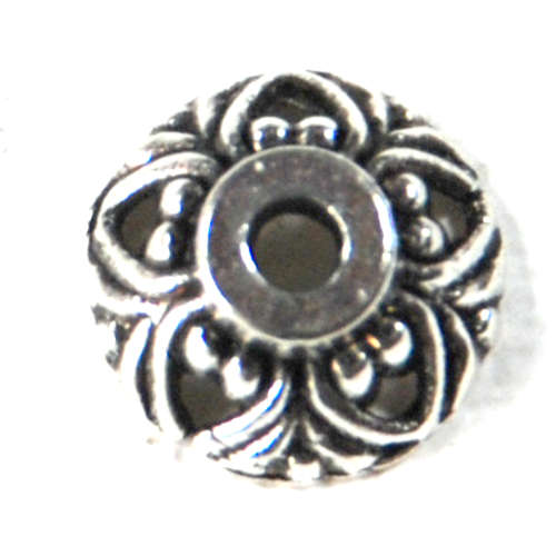 100 * Alloy Bead Caps, Antique Silver, 9.5mm wide