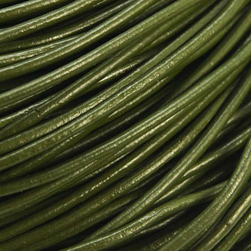 Cowhide Leather Cord, Leather Jewelry Cord, olive green, Size: about 2mm in diameter, sold per meter