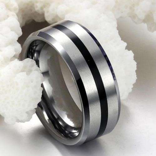 Gentlemenâs Pure Tungsten Ring with Black Stripe - Size 10 / U