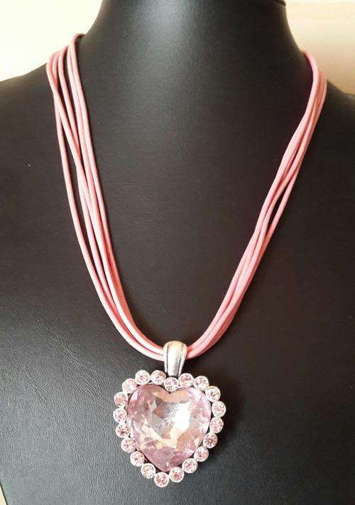 PackaPink Waxcord Crystal Heart Pendant Necklace