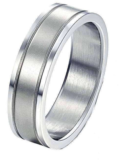 Gentlemenâs Stainless Steel Satin-Finish Ring Size 10 / U