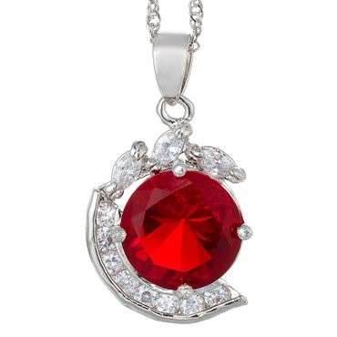 EXQUISITE LARGE PENDANT - FREE CHAIN INCLUDED - CR RUBY & SAPPHIRE PENDANT