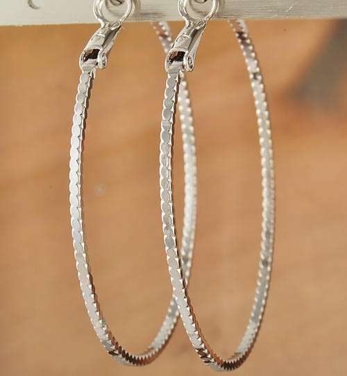 Stylish 9K White Gold Filled Womens Hoop earrings