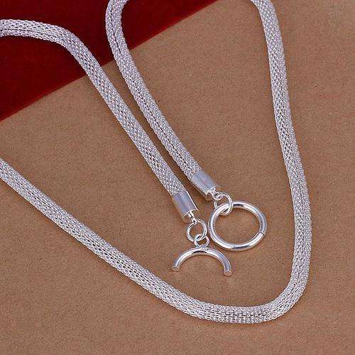 New 925 sterling silver filled mesh weaved ladies 50cm Necklace