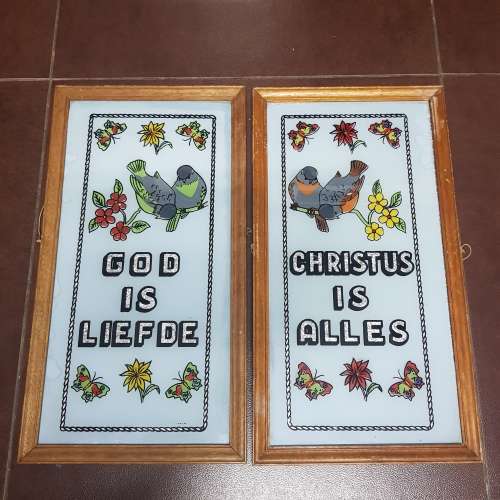 "GOD IS LIEFDE" CHRISTUS IS ALLES"  foil portraits-SO kitch but so cool