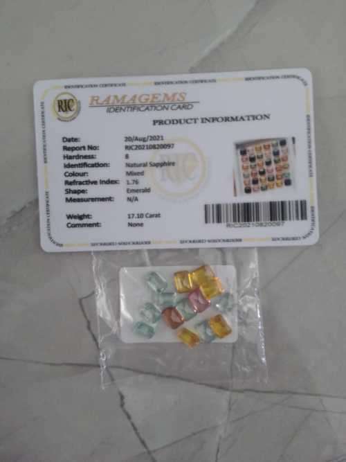 7x5 MM Natural Sapphire Emerald Cut Certified Gemstone Lot (14 Pcs) Milti-Colour#Total carat  10-12#