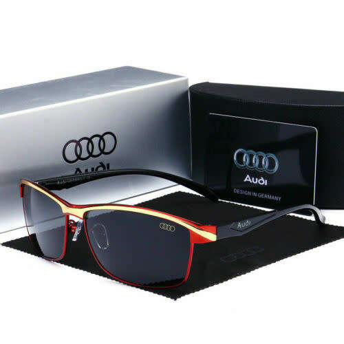 Audi Mens HD Polarized Sunglasses Color Lens 100% UV blocking Outdoor Sports*Red Frame*