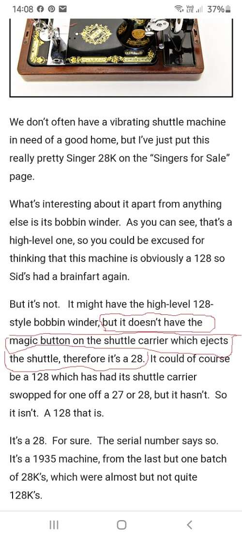 VINTAGE 1933 128K SINGER HAND CRANK SEWING MACHINE