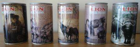 LION LAGER COLLECTORS CANS 5X WILD LIFE