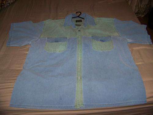 SHIRT - *ACTION* GREEN AND BLUE SHORT SLEEVE SIZE 4XL