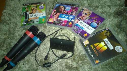 Playstation Wireless Microphones with 4 x PS3 Singstar Games