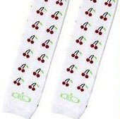 Baby Legs--Leg warmers--White with cherries--Last Ones