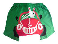 bum bum shorts----summer fashion--1-2 yrs--green with red car
