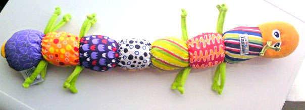 Inchy Inchworm---rattles, squeaks, crinkles and jingles with interesting textures to touch