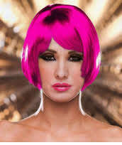 Ladies Wig (costume) - Bob HOT PINK
