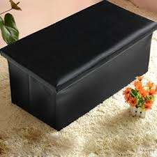 Storage box  (Leatherette Ottomans) BLACK