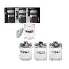 STORAGE-JAR-SET GLS 3PC COFFEE/TEA/SUGAR