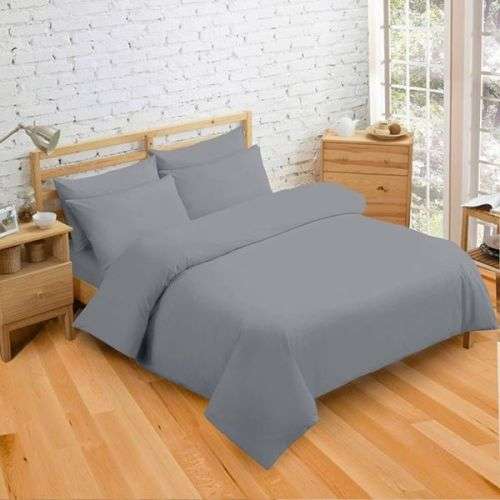 6 piece duvet cover set (Plain Grey)(double)