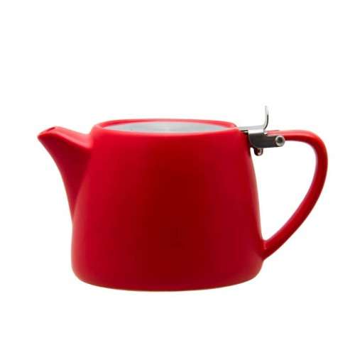 S/WARE TEAPOT STACKABLE 600ML W/INFUSER & LID MATT RED COLOUR