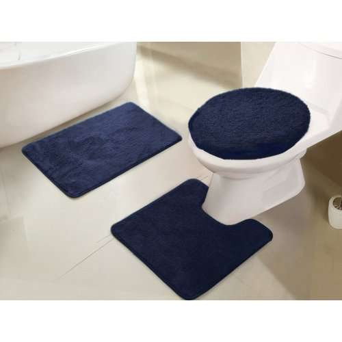 Toilet Mat Set Blue 3pc