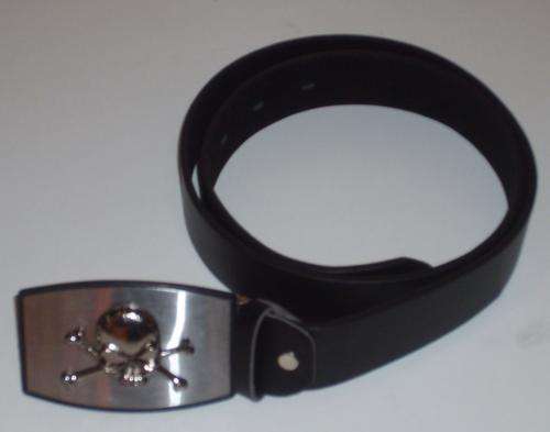 Boys Fashionable Belt with Silver Skulls Buckle.