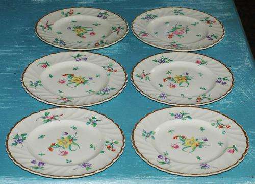 6 CLARICE CLIFF OLDE BRISTOL FLORAL CAKE PLATES