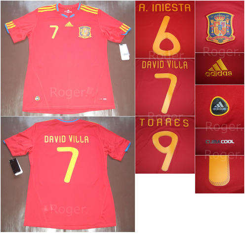 SPAIN SOCCER  HOME 2010 WC JERSEY   /TORRES/FABREGAS/VILLA
