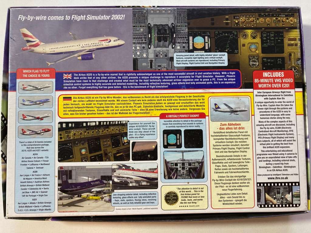 Microsoft Flight Simulator 2002 and A320 Professional with VHS cassette