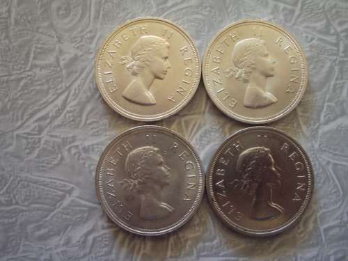South African 5 Shillings 1955 1956 1957 and 1958.