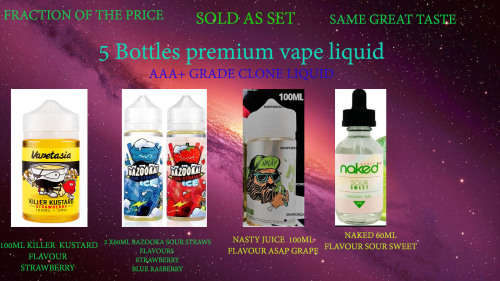 5 Bottles premium vape liquid (VAPE JUICE)E-Liquid E-cigarette E-Liquid E-cigarette e juice vape jui